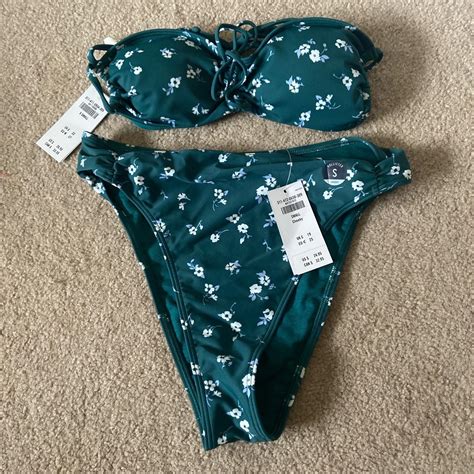 Floral Green Hollister Bikini Top Bottoms Depop