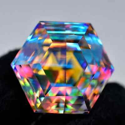 Ct Rainbow Color Hexagon Cut Natural Mystic Topaz Gie Certified