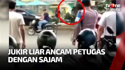 Ricuh Tak Terima Ditertibkan Jukir Ancam Petugas Dengan Senjata Tajam