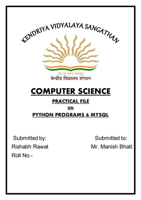 Cbse Class 12 Computer Practical Python Programs And Mysql Pdf