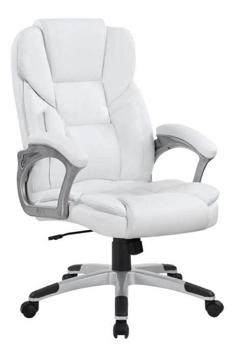 Casual White Faux Leather Office Chair - Hyme Furniture