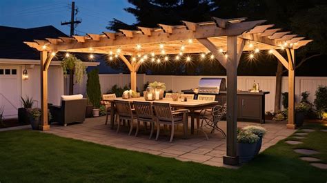 Premium AI Image | A photo of a backyard with a decorative pergola ...