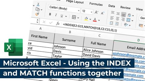 Microsoft Excel Using The Index And Match Functions Together Youtube