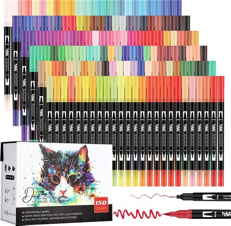 Hhhouu Couleurs Feutre Pinceau Double Pointe Aquarelle Stylo