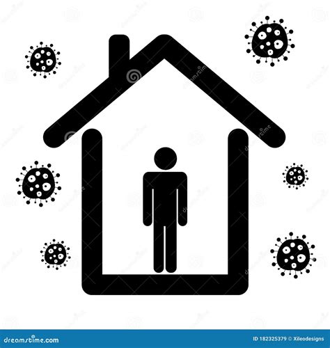 Stay At Home Quarantine Black Illustration Pictogram Icon EPS Vector