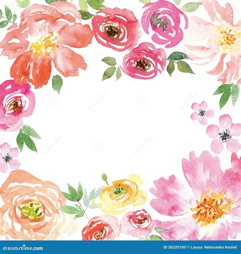 Watercolor Spring Flowers Stock Vector Image 50320100