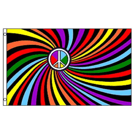 Rainbow Peace Swirl Flag 3ft X 5ft Printed Polyester