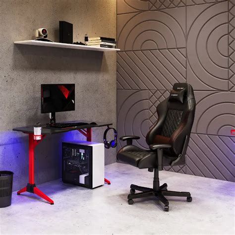 Conqueror Black and Red Gaming Desk with LED Lights | RC Willey