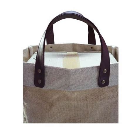 Natural Plain Jute And Juco Bag With Leather Handle At Rs 190 Piece In