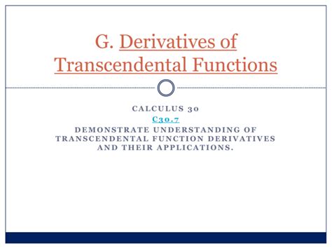 G Derivatives Of Transcendental Functions