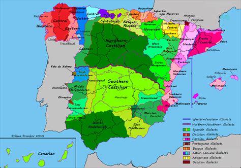 Map of Languages and Dialect Groups in Spain. - Maps on the Web