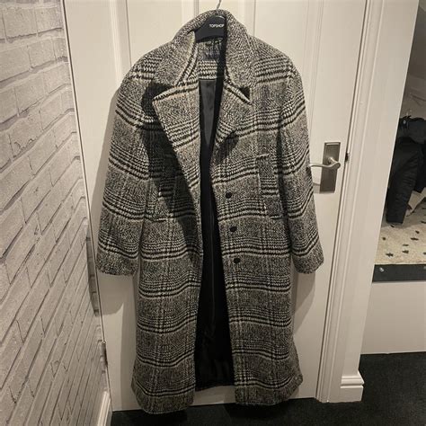 Marks And Spencer Womens Black And Grey Coat Depop