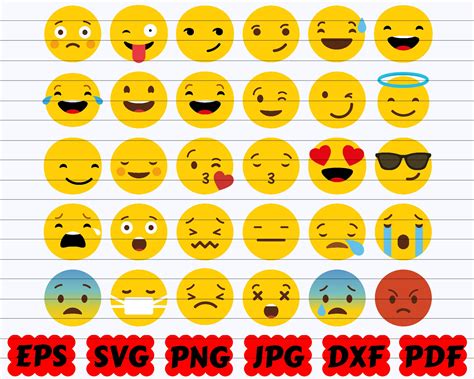 Emoji Svg Emoji Svg Bundle Emoji Smileys Svg Smileys Svg Etsy