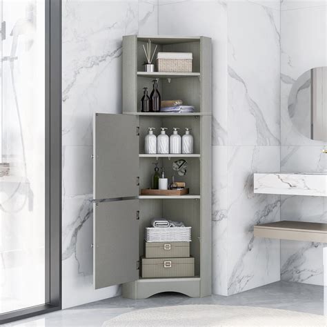 Kacho Bathroom Corner Storage Cabinet Gray 1496