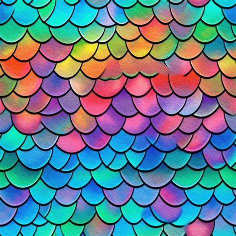 Premium AI Image | A close up of a colorful fish scale pattern on a wall generative ai