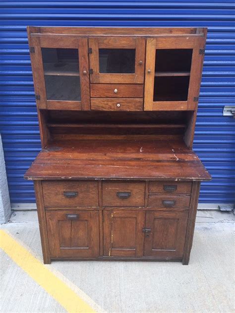 Antique Oak Hoosier Cabinet Rustic Farmhouse Hutch Primitive Bakers