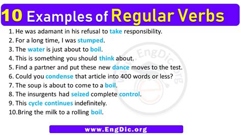 10 Examples of Regular Verbs in Sentences - EngDic