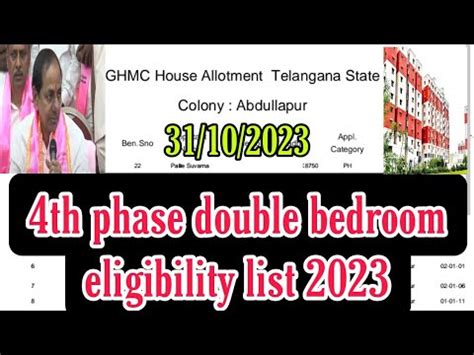 Telangana 4th Phase Double Bedroom Eligibility List 2023 Telangana