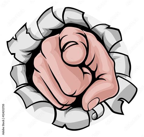 Finger Pointing Cartoon Hand Breakthrough Stock Vector Adobe Stock