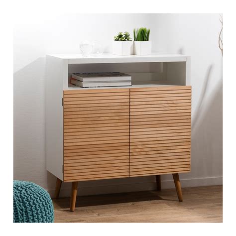 Buffet design scandinave bois et blanc pour un beau salon ordonné