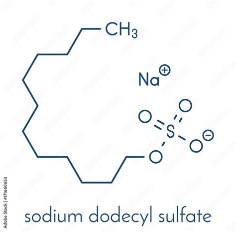 Sodium dodecyl sulfate (SDS, sodium lauryl sulfate) surfactant molecule ...