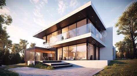 D Rendering Of A Modern House With Two Levels Background D Rendering