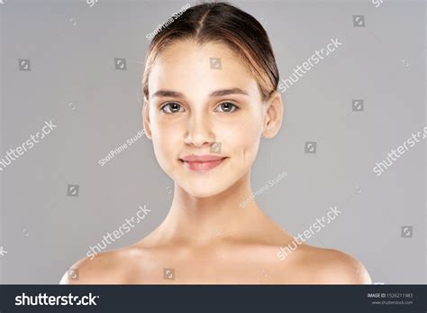 Naked Shoulders Happy Girl Smiling Camera Stock Photo Shutterstock