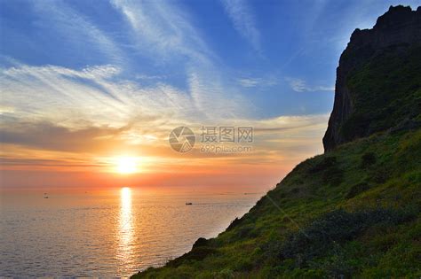 韩国济州岛城山日出峰日出唯美照片高清图片下载 正版图片500668398 摄图网