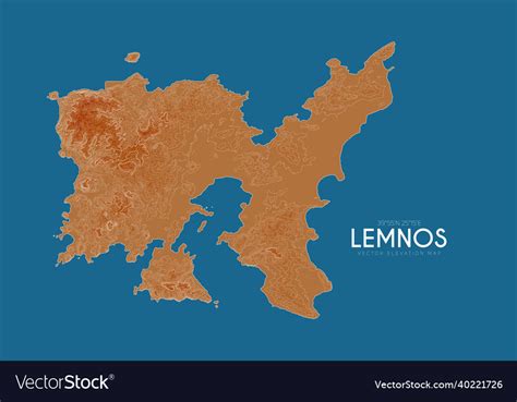 Topographic Map Of Lemnos Greece Detailed Vector Image