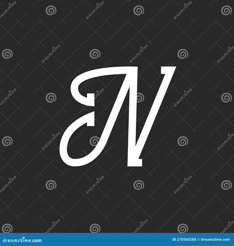 Calligraphic Italic Font Letter N Logo Monogram Creative Design