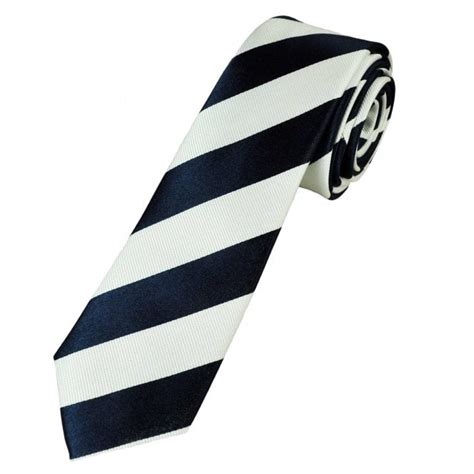 Ties Planet Gold Label Navy Blue White Striped Men S Silk Skinny Tie