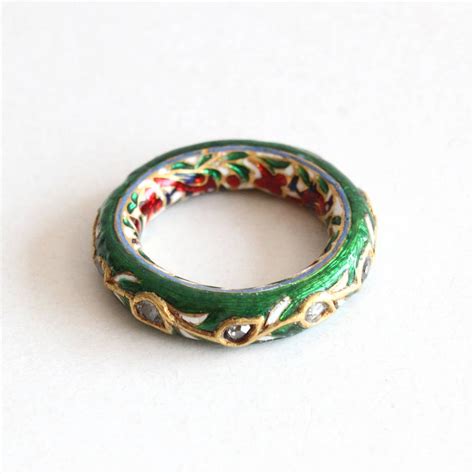 Rare Mughal Enamel Diamond Gold Band Ring At 1stdibs