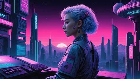 Anime Girl standing in a Cyberpunk style Neon City background AI ...