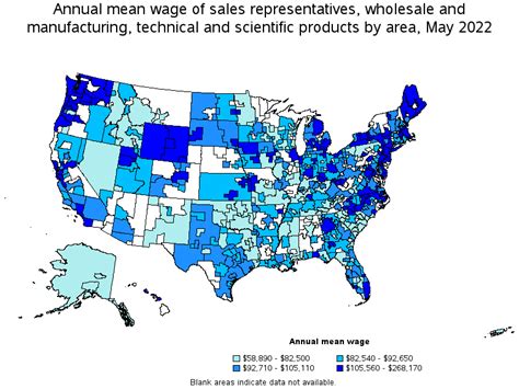 Map Of Annual Mean Wages Of Sales Representatives Wholesale And