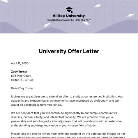 Formal Offer Letter Exler University Infoupdate Org