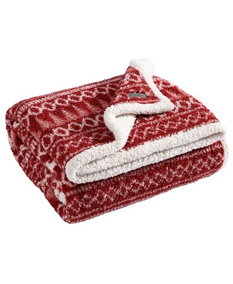 Eddie Bauer Alpine Fair Isle Sherpa Reversible Throw Macys