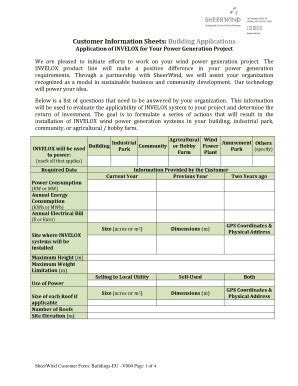 Fillable Online Customer Information Sheets Building Applications