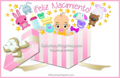 Tarjeta con regalo rosa de bebé Nacimiento tarjeta digital