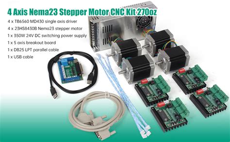 CNCTOPBAOS 4 Axis CNC Controller Kit Nema23 Stepper Motor 270oz In 76mm