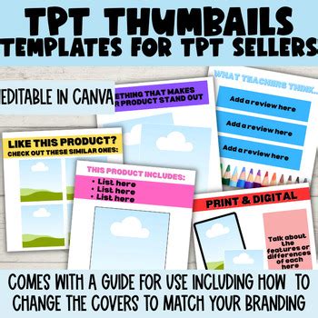 Tpt Product Thumbnail Templates Canva Editable Templates Teacher