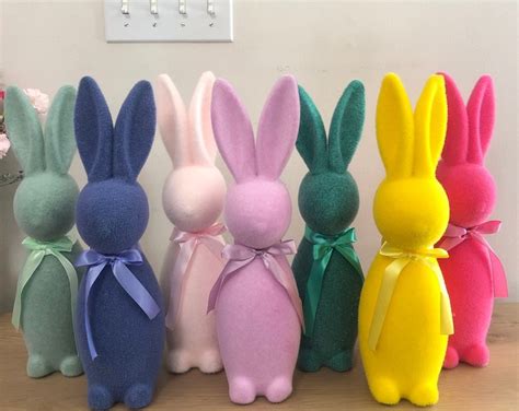 Flocked Bunny Flocked Bunny Velvet Easter Bunny Easter Decor