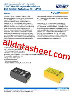 T541 Datasheet(PDF) - Kemet Corporation