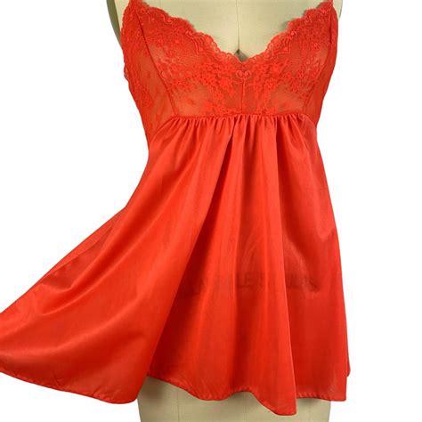 Vintage S Red Sheer Lace Babydoll Teddy Lingerie Size S Etsy