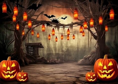 Dead Tree Pumpkin Backdrop Halloween Party Decorations Background