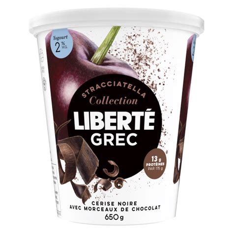 Yogourt Libert Grec Cerise Noire Avec Morceaux De Chocolat