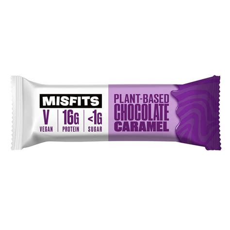 Misfits Vegan Chocolate Caramel Protein Bar 45g British Online