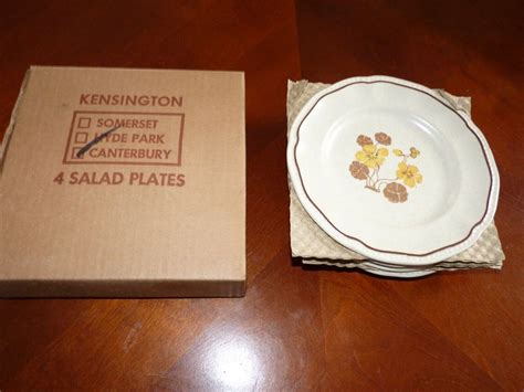 4 Kensington Staffordshire England Ironstone Canterbury Salad Plates