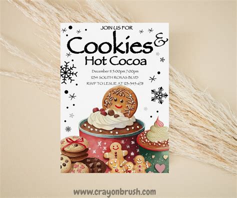 Editable Cookies And Cocoa Invitation Hot Cocoa Party Invite Hot