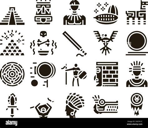 Aztec Civilization Glyph Set Vector Stock Vector Image Art Alamy