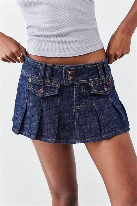 Bdg Rose Denim Mini Kilt Urban Outfitters Uk